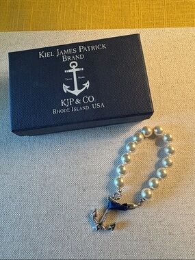 Kiel James Patrick Pearl Bracelet with Navy Anchor Charm